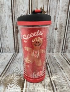 Starbucks Red Gingerbread Candy Cane Holographic 8oz Tumbler Cup 2007